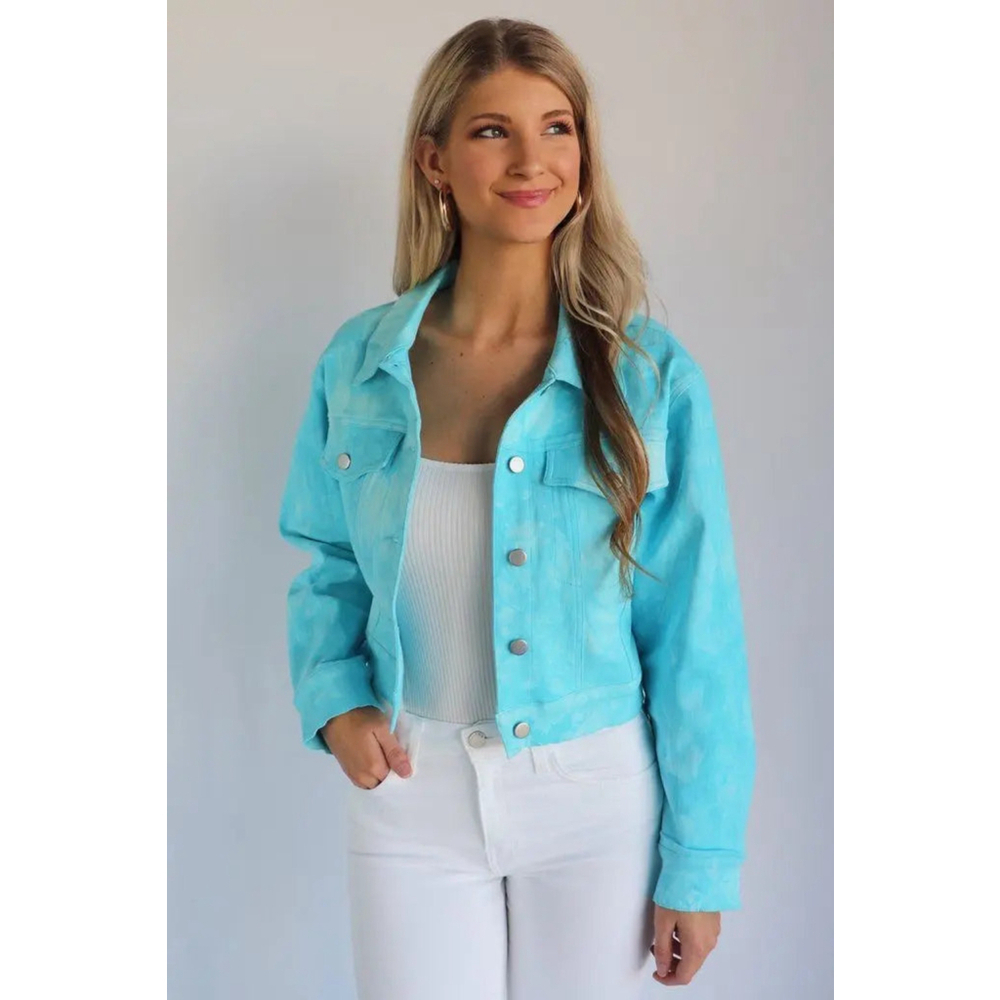 Ocean Pastel Blue Denim Jean Jacket, size S